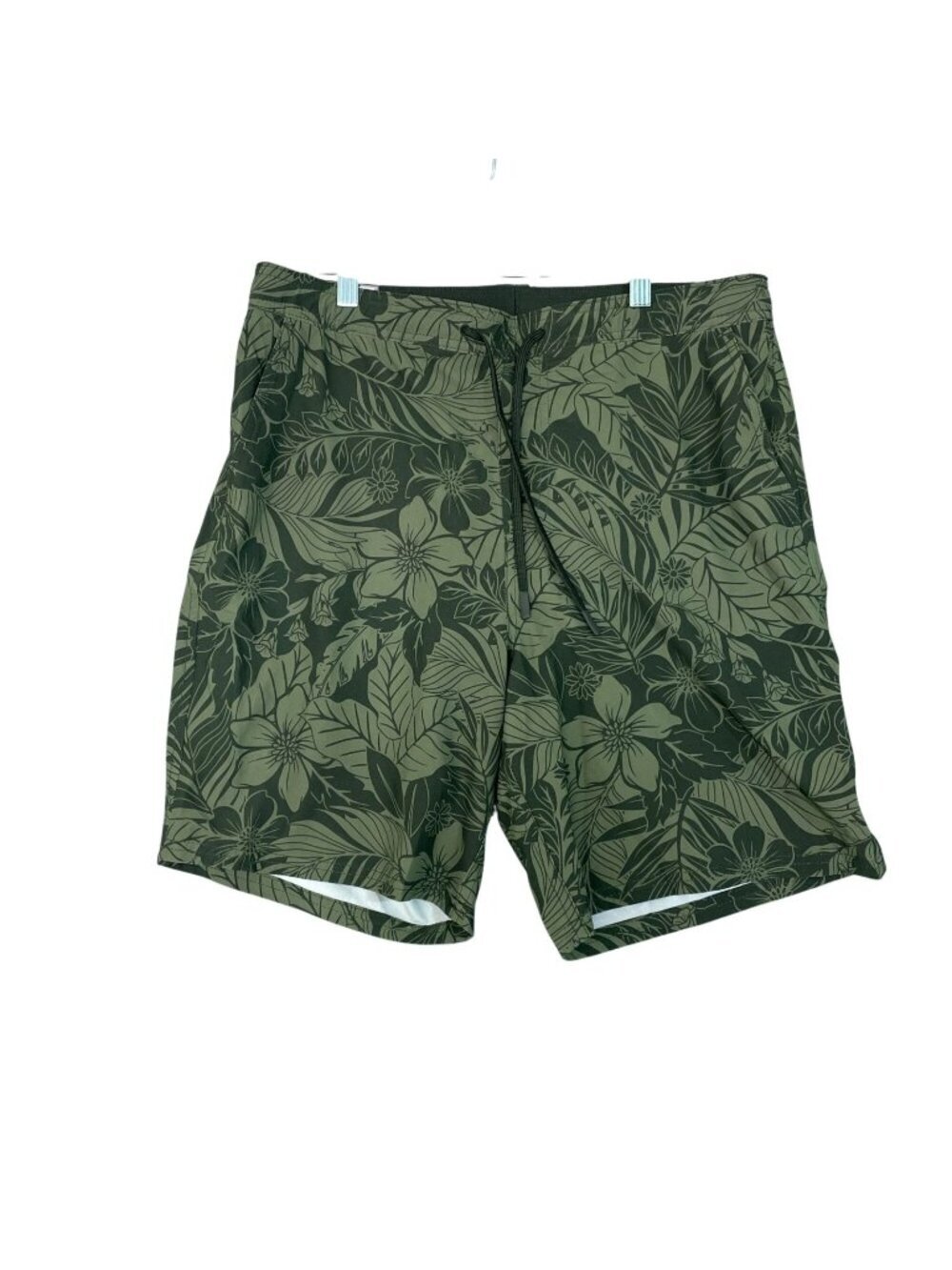 NWT Kirkland Signature Men's M Green Floral Swim Shorts Stretch Fabric